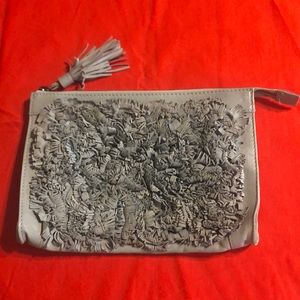 Anthropologie gray leather clutch